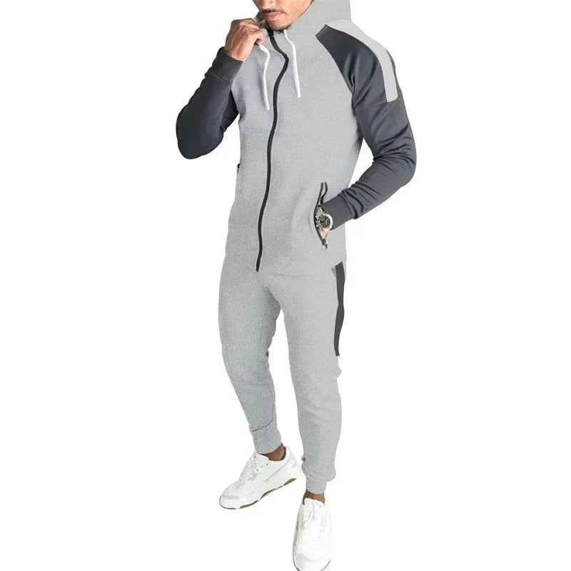 New Men's Autumn and Winter Suit Zipper Hoodie + Pants Two-piece Casual Sportswear Men's Sportswear Warm Clothing Sports Suit