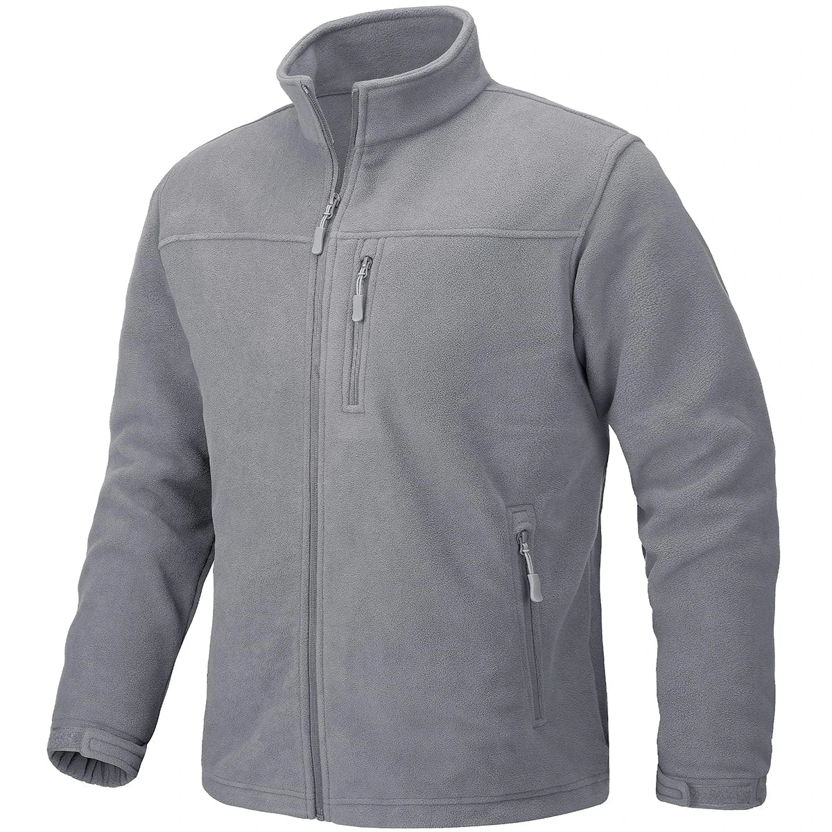 Men's Thermal Warm Fleece Jacket Stand Collar Full Zip Windbreaker Multiple-pockets Outerwear Working Hiking Coat