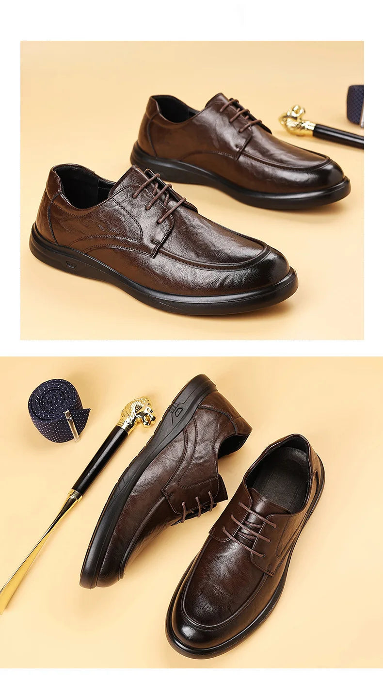 Spring Autumn New Business Casual Shoes for Men Solid Color Fashion Wedding Shoes Male Soft Sole Lace Designer Loafers Man