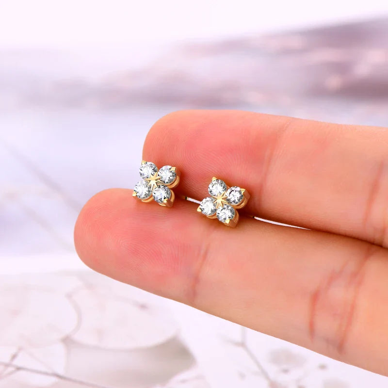 Moissanite Necklace Bracelet Earring 925 Sterling Silver Four Leaf Flower Pendant Moissanites Jewelry Set For Wedding Gift