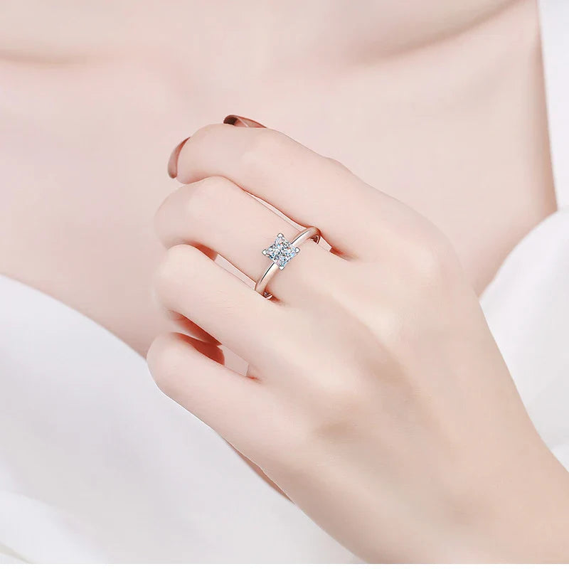 1ct 2ct Princess Cut Moissanite Lab Diamond Ring For Women 925 Sterling Silver Pass Diamond Test Bands Party Wedding Rings