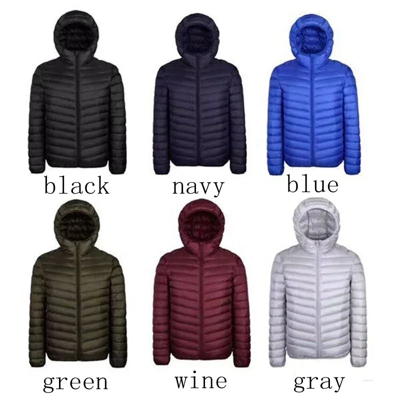 Down Jacket Men's 2024 New 90% White Duck Down Super Light Down Jacket Men's Lightweight Thermal Coat Hooded Feather Coat