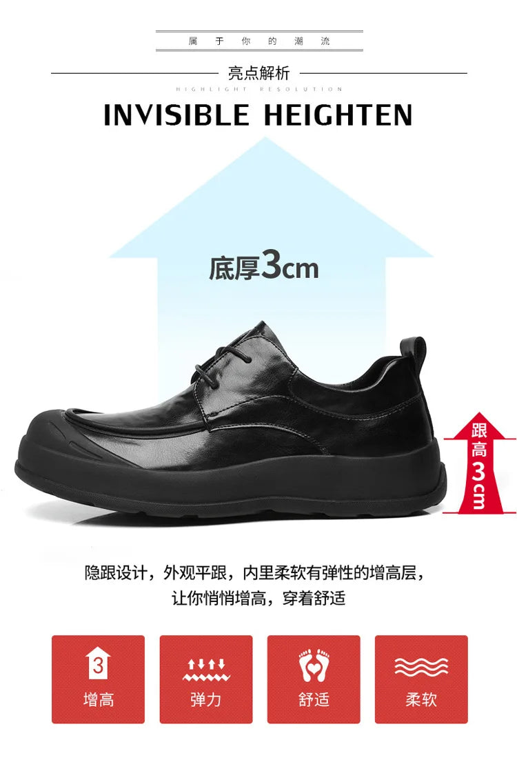 Spring New Designer Business Casual Shoes for Men Black Genuine Leather Shoes Male British Style Soft Sole Fashion Shoe Man