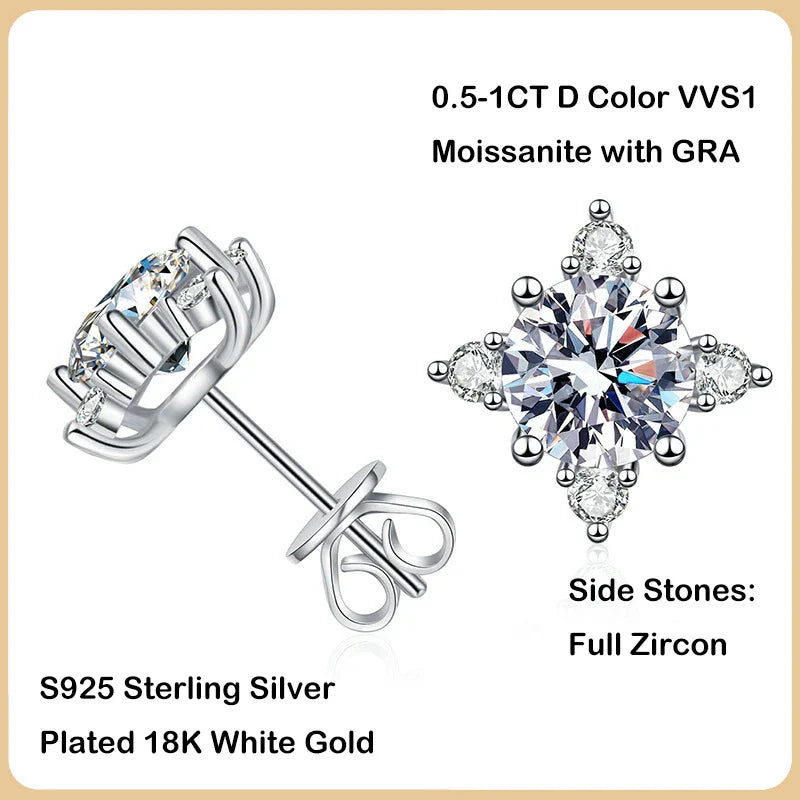 New In 0.5/1CT Octopus Moissanite Stud Earrings For Women Party Wedding Fine Jewelry S925 Sterling Silver Diamond Earring