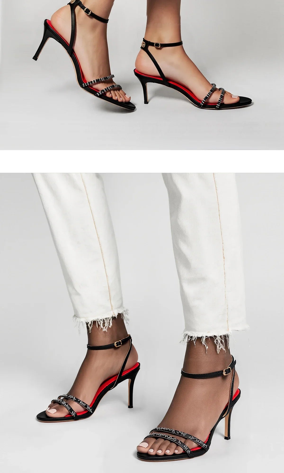 Woman's  Heels Summer Satin Open Toe Ankle Strap Girls Sandals 8cm