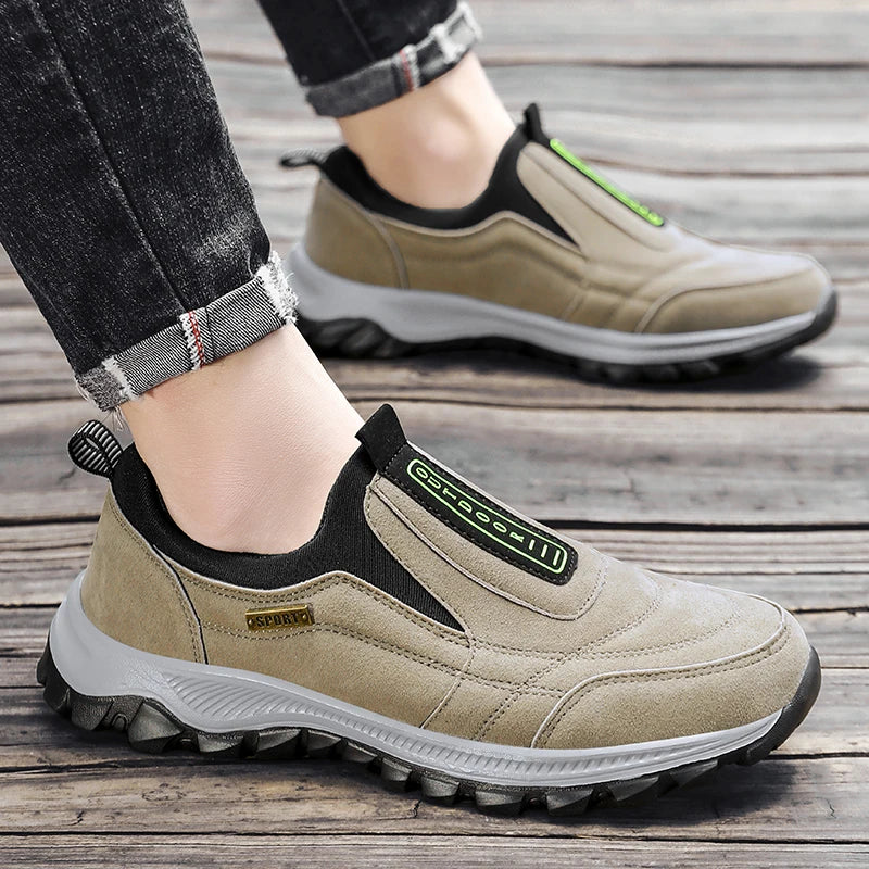 2025 New lightweight casual sports shoes, men's plaque-sized running shoes, loafers, walking and outdoor hiking shoes