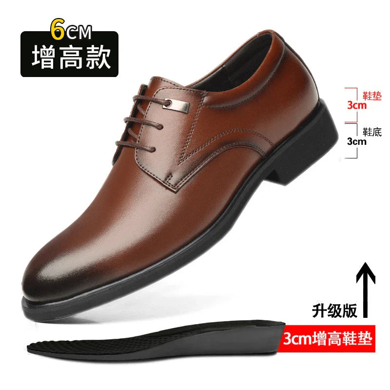 Mens Black Genuine Leather Perforated Metal Decor Lace Up Formal Business Office Breathable Summer Shoes Hollow Stylish Simple
