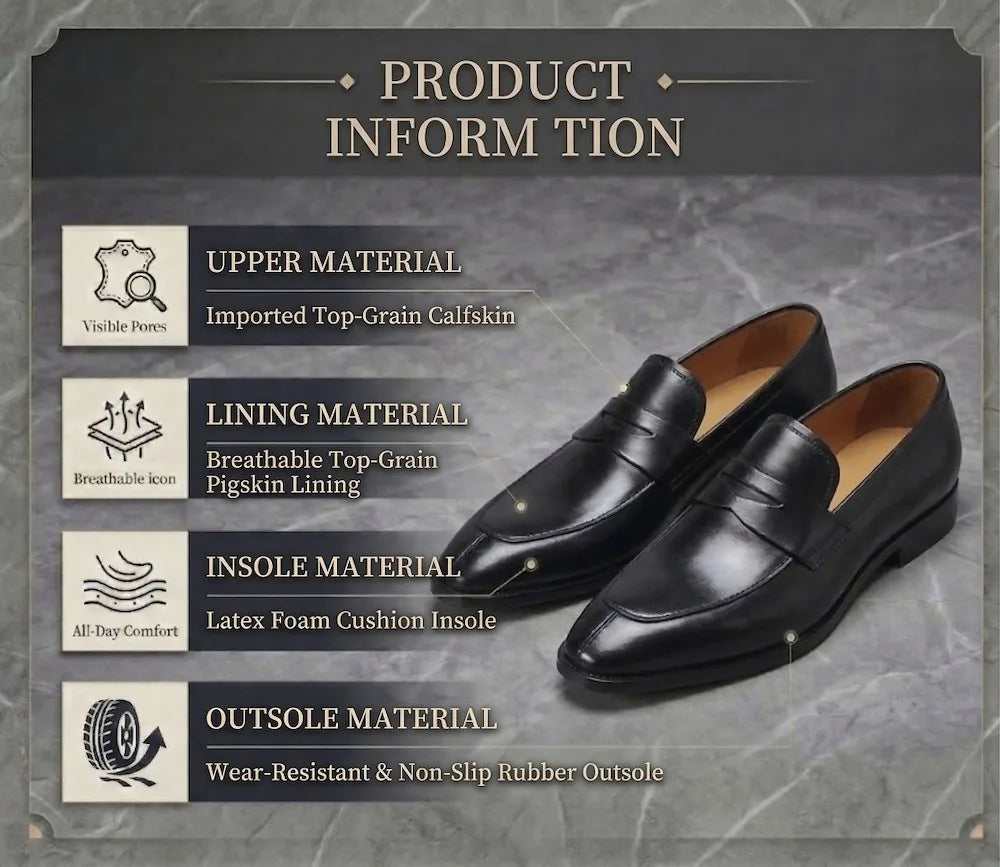 Men Loafer Casual Shoes Calf Leather Waterproofing Materials Formal Dress Shoes Oxfords for Men
