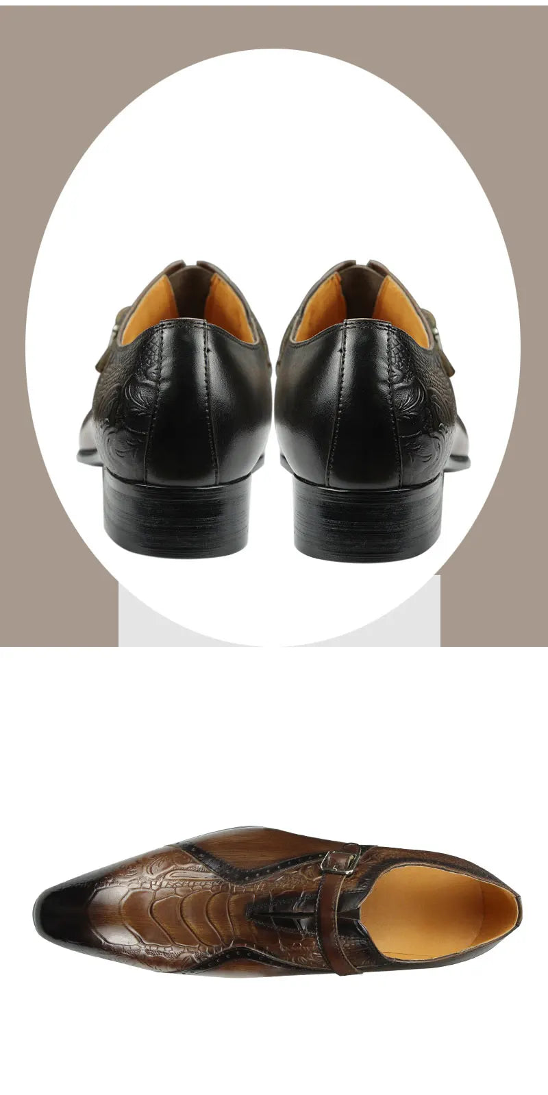 Deluxe Trendy Men's Leather Brogue Shoes Daily Outdoor Casual Shoes Brown Black Print Design Custom Service Drop Shipping