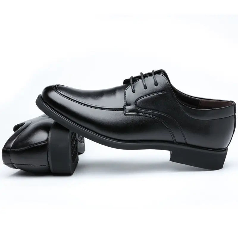 Office Men's Leather Derby Shoes Flat Black Male Casual Shoe Lace Up New in Promotion Adults Fashion 2025 Classic Original Trend