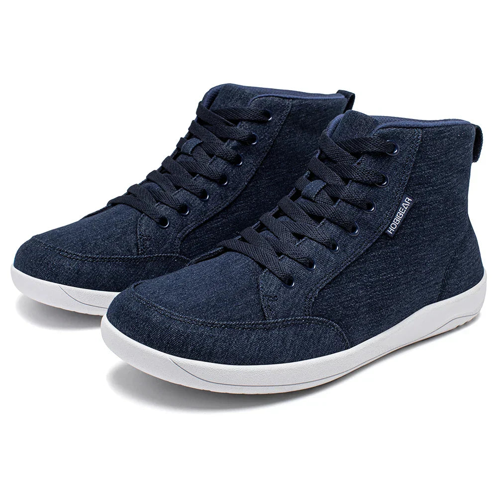 Mid-Top Barefoot Shoes Unisex Wide Toe Box Canvas Sneakes Zero Drop Lace Up Outdoor Walking Shoes