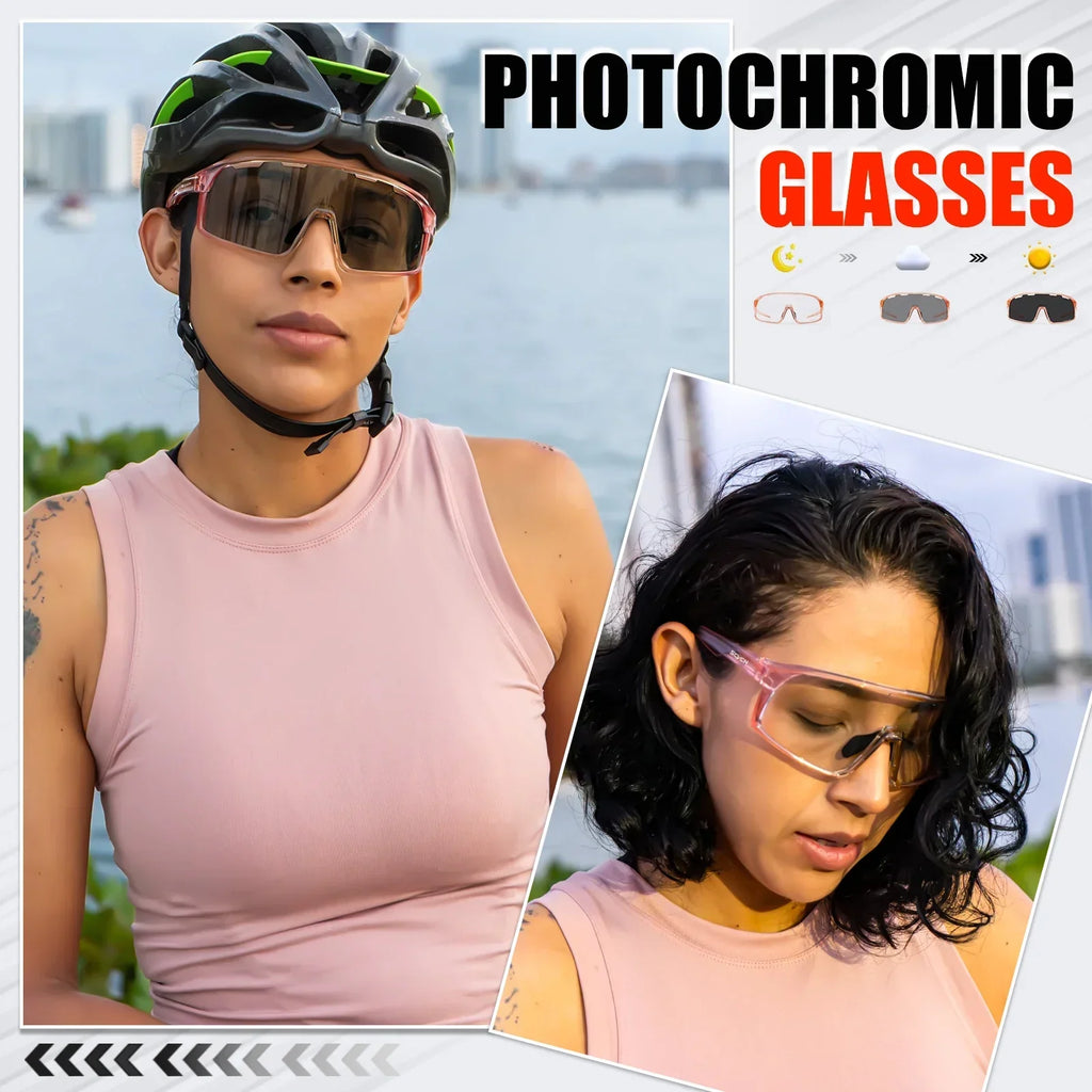 Photochromic Cycling Sunglasses Cycling Glasses UV400 Bicycle Eyewear Sports MTB Outdoor Bike Goggles Sunglasses Eyepieces