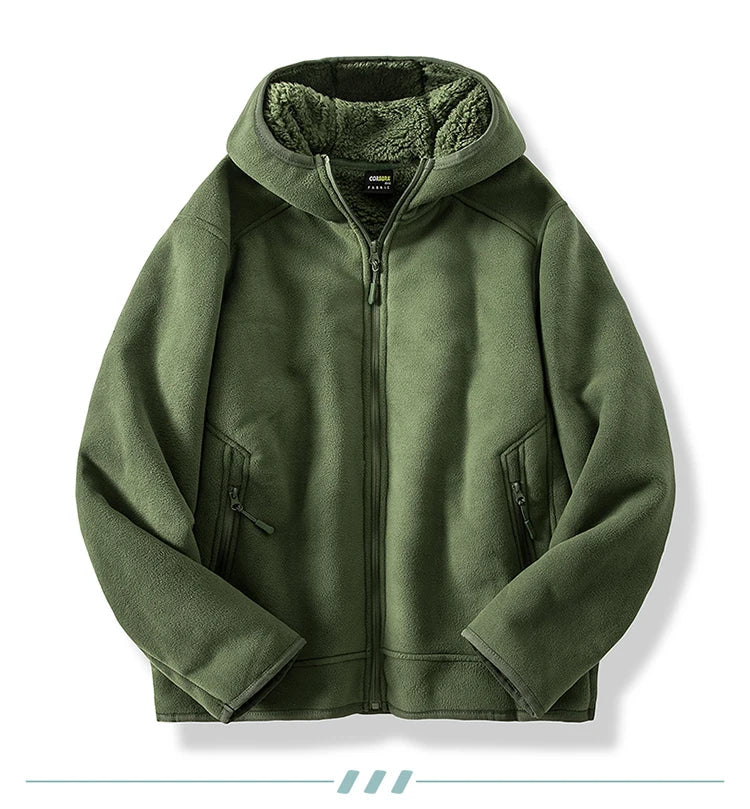 2024 Autumn/Winter New Men's Fleece Jacket With Thickened And Plush Youth Hoodie Jacket Casual Fashion Jacket Cotton Jacket