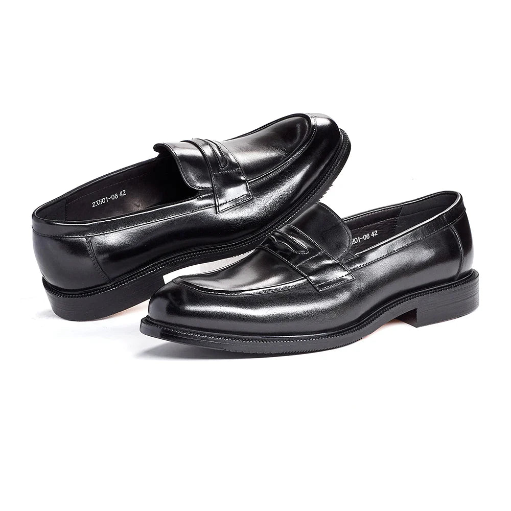 Men's Formal Leather Shoes British Style Oxford Loafers Round Toe Breathable Non-Slip Business Dress Wedding Office Casual Shoes