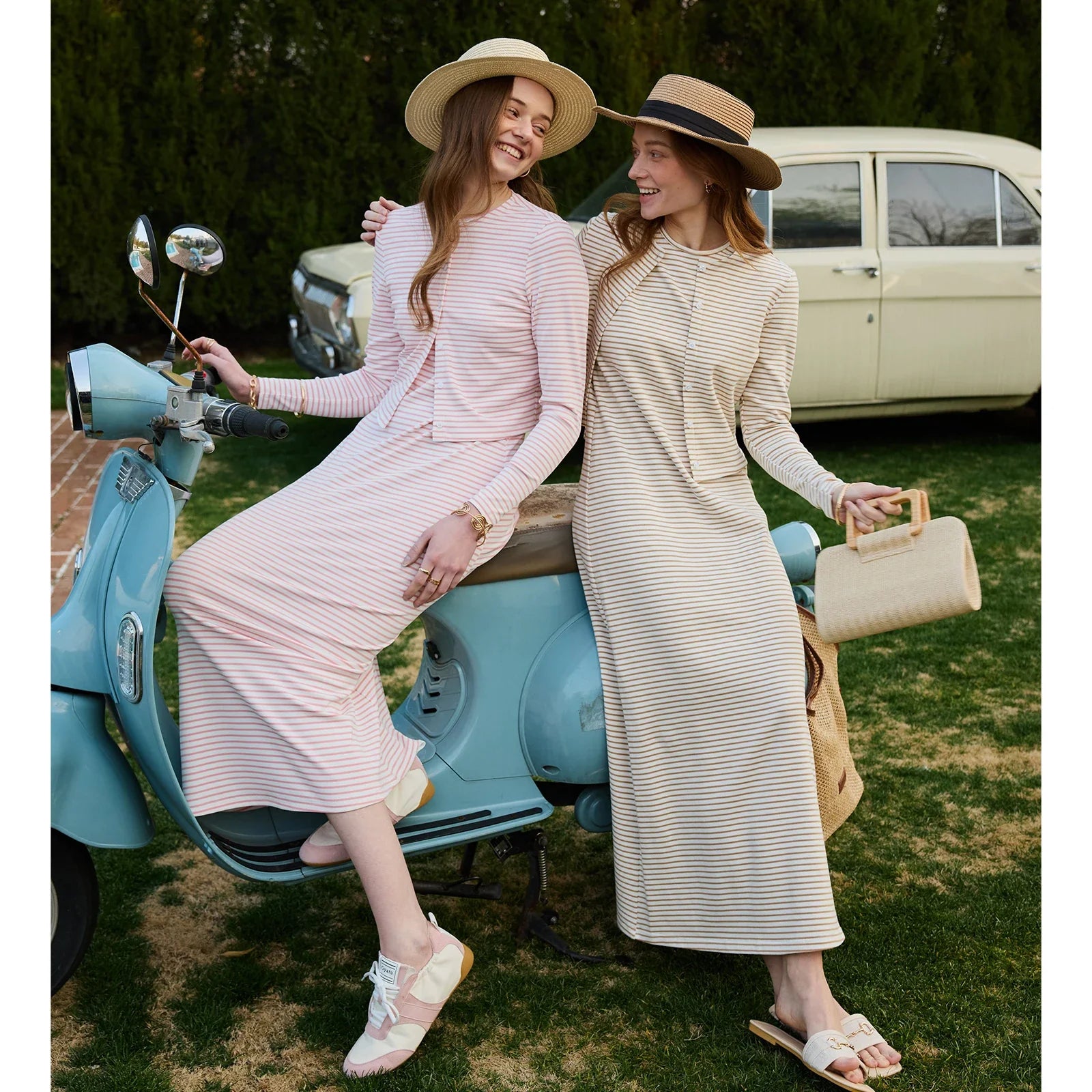 SS2026 Women's Dress Striped Cardigan and Dress Soft Three Color Options Fashionable Women's Outfit