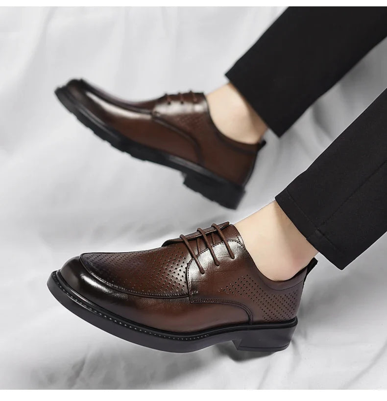 Big Size Elevator Shoes Men Leather Shoes Height Increasing Shoes For Man Increase Insole 6-8CM Invisible Heightening Lift Shoes