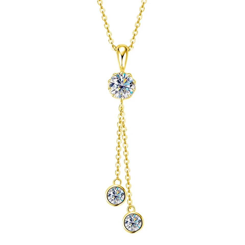 1.6CT Moissanite Pendant Necklace for Women 18k Gold Plated Round Pendant 925 Sterling Silver Wedding Anniversary Fine Jewelry