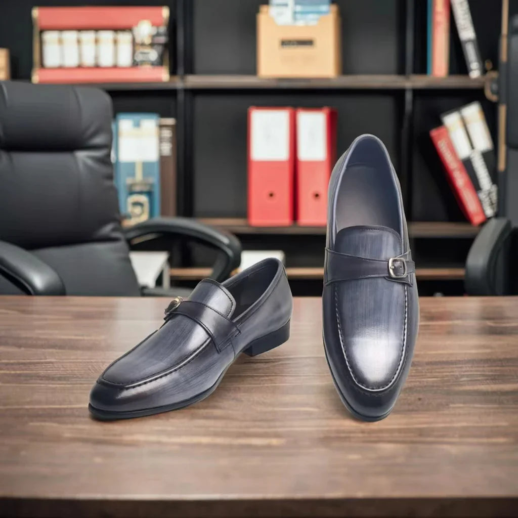 Deluxe Genuine Leather Casual Shoe for Man Elegant Buckle Loafer Shoes Wedding Party Slip-On Wear Zapatos De Vestir Hombre