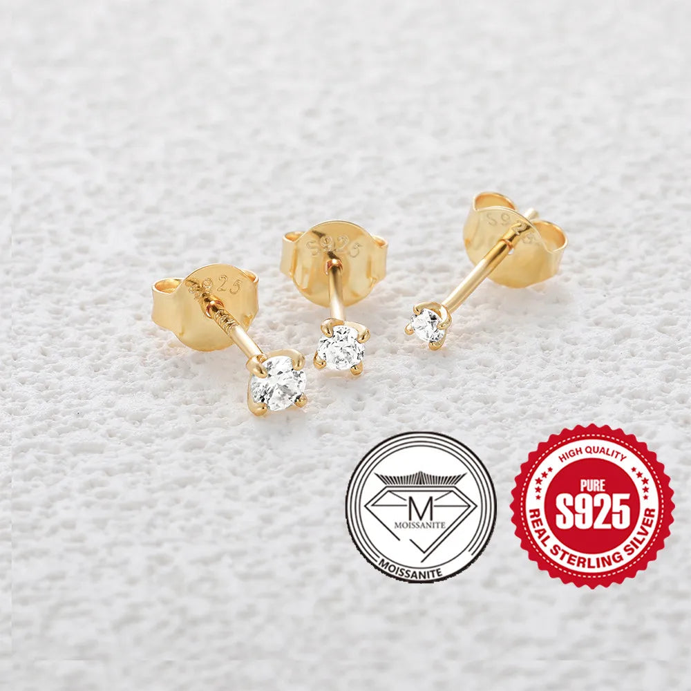 0.5-1.2 Carat D Color Moissanite Ear Stud Earrings For Women 925 Sterling Silver Sparkling Piercing Earring Fine Jewelry
