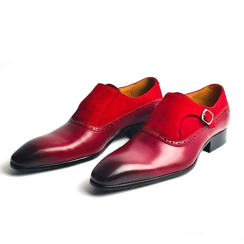 Men's Handmade Cow Suede&Leather Loafers Slip-On Comfortable Casual Shoes for Office,Wedding Non-Slip Sole, Solid Pattern Design