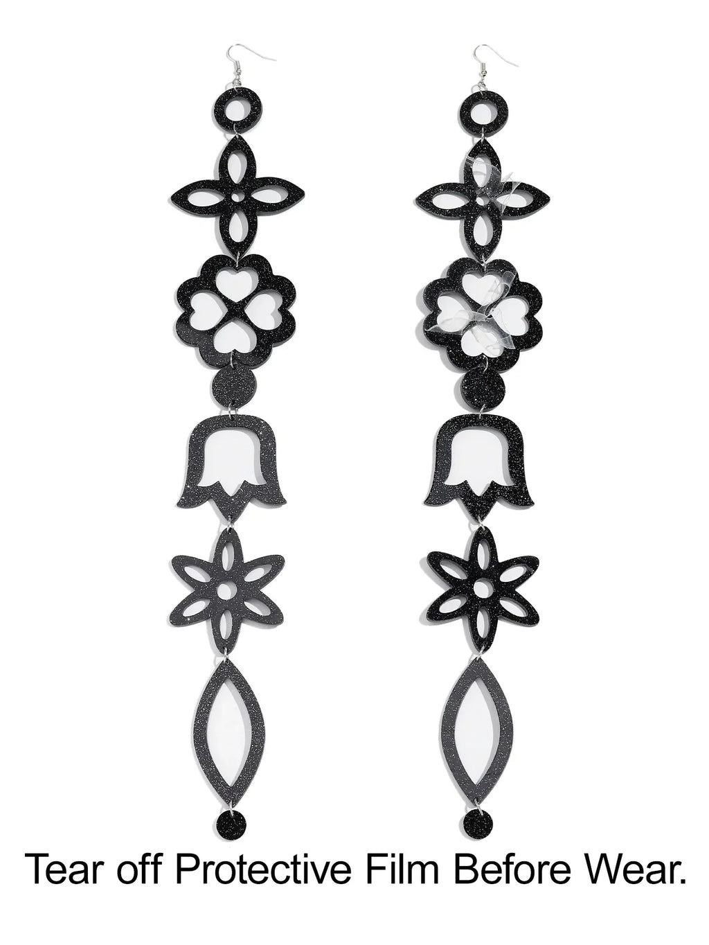 Extra Long Irregular Geometric Acrylic Drop Earrings Exaggerated Flower Bell Pattern Pendant Earring for Women Punk Jewelry Gift