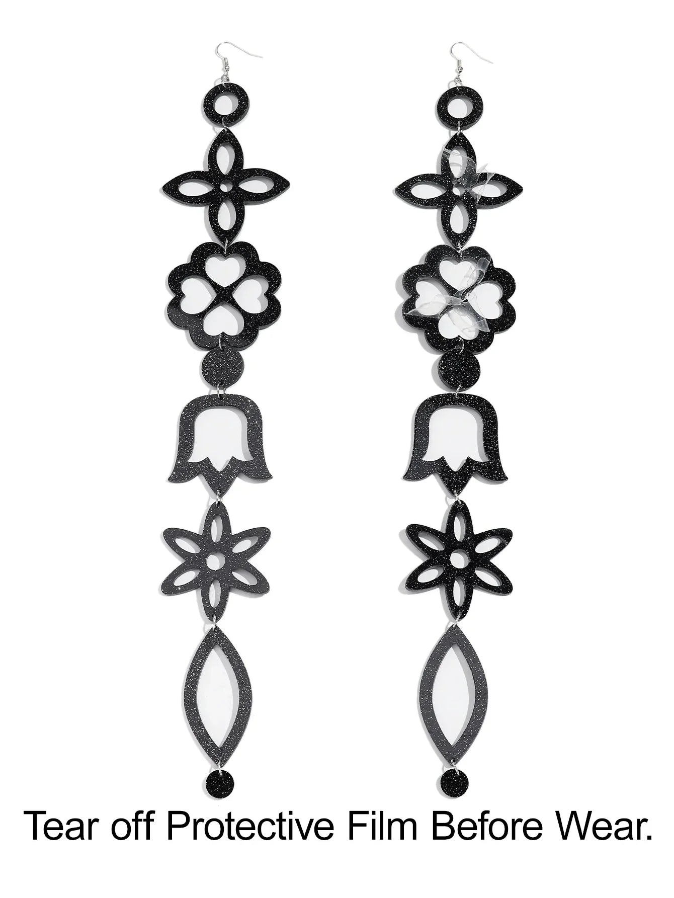 Extra Long Irregular Geometric Acrylic Drop Earrings Exaggerated Flower Bell Pattern Pendant Earring for Women Punk Jewelry Gift