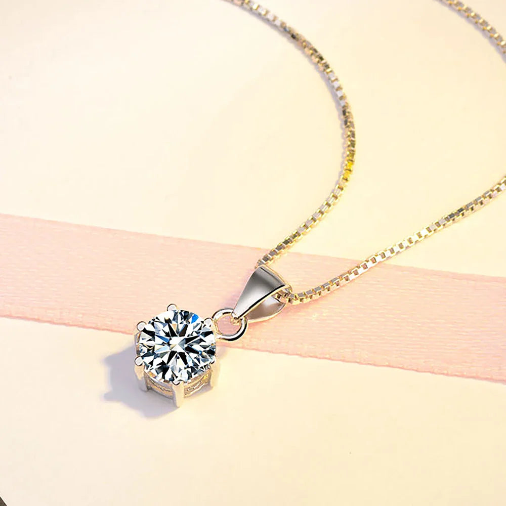 1-10Carat Moissanite Diamond Pendant Necklace for Women S925 Silver D Color VVSI Clarity Solitaire Diamond NeckchainCertified