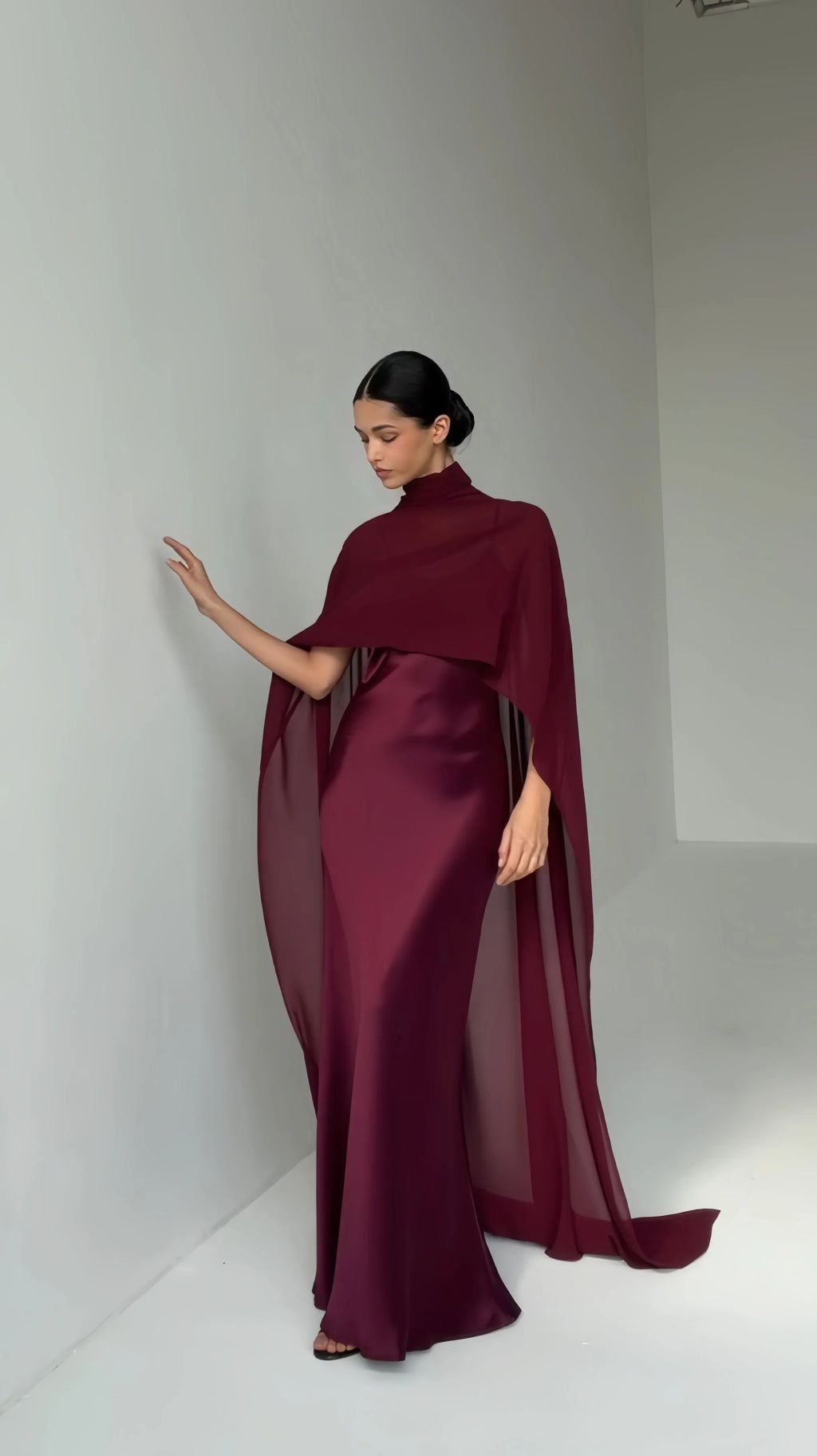Simple White Chiffon Cape Maxi Dress Wedding Dress Beach Vacation Photoshoot Elegant Party Dresses Women's Formal Evening Gown