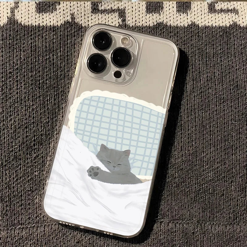 Dog Cat Couple Phone Case For iPhone 16E 17 16 15 11 12 14 13 Pro Max Air XS XR 7 8Plus SE2 Cute Cartoon Animal Shockproof Cover