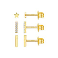 3pcs/set Bling Zircon Earring 925 Sterling Silver Cute Mini Heart Star Stud Earrings Ear Bone Earlobe Piercing Jewerly
