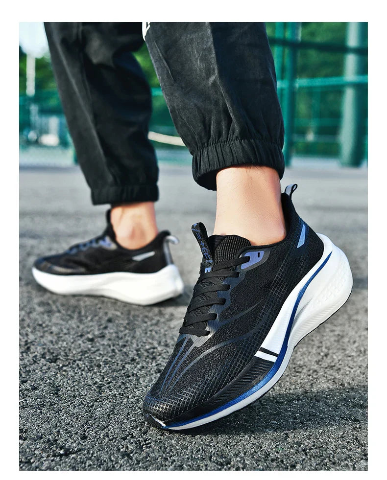 Fashion men's and women's sports running shoes casual breathable mesh surface carbon plate support wear-resistant rubber outsole