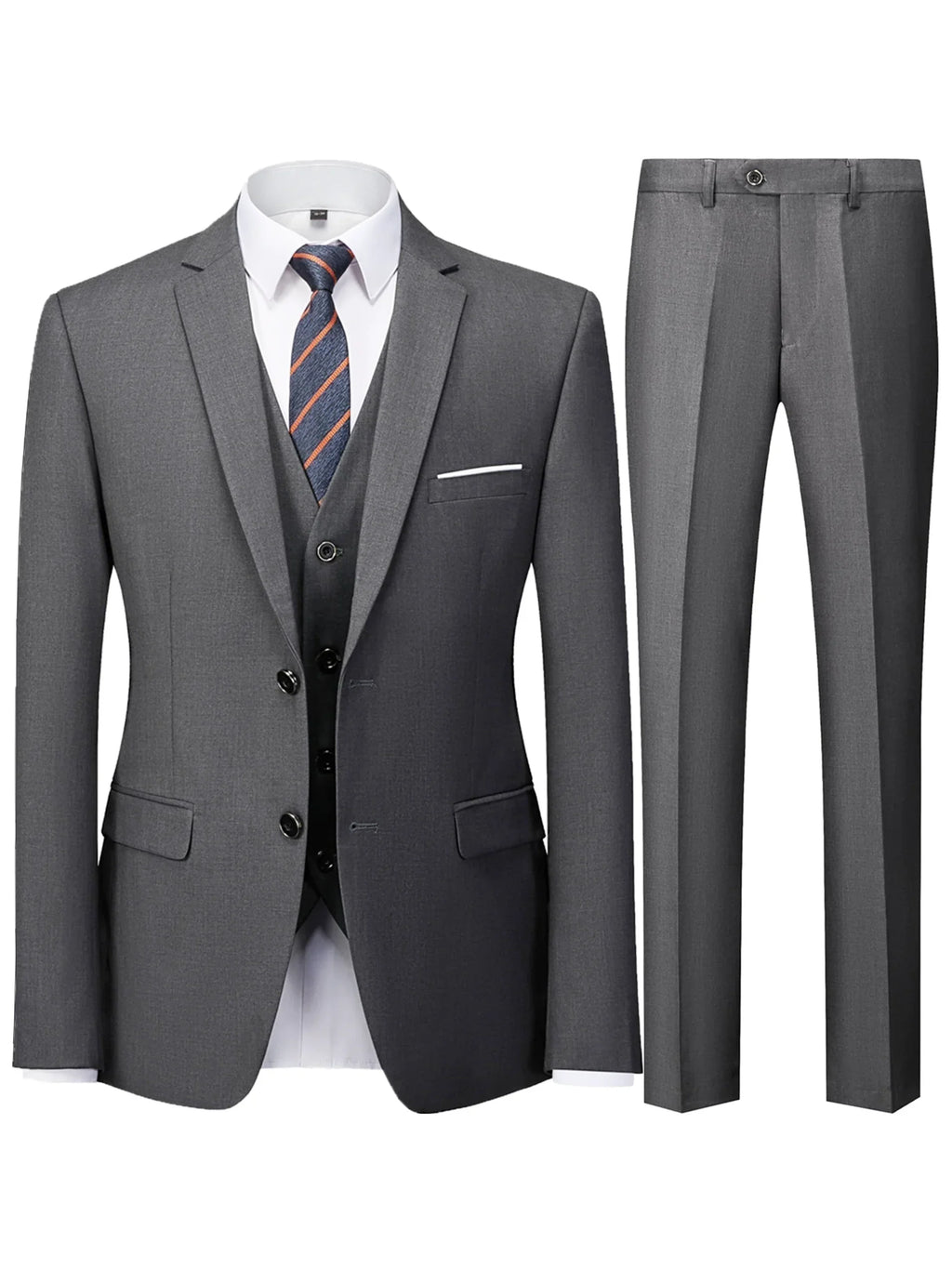 Men's Burgundy 2-Piece Suit Set (Blazer + Trousers Only, No Vest Included),Slim Fit Formal Business Wedding Party Jacket & Pants