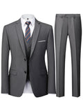 Men's Burgundy 2-Piece Suit Set (Blazer + Trousers Only, No Vest Included),Slim Fit Formal Business Wedding Party Jacket & Pants