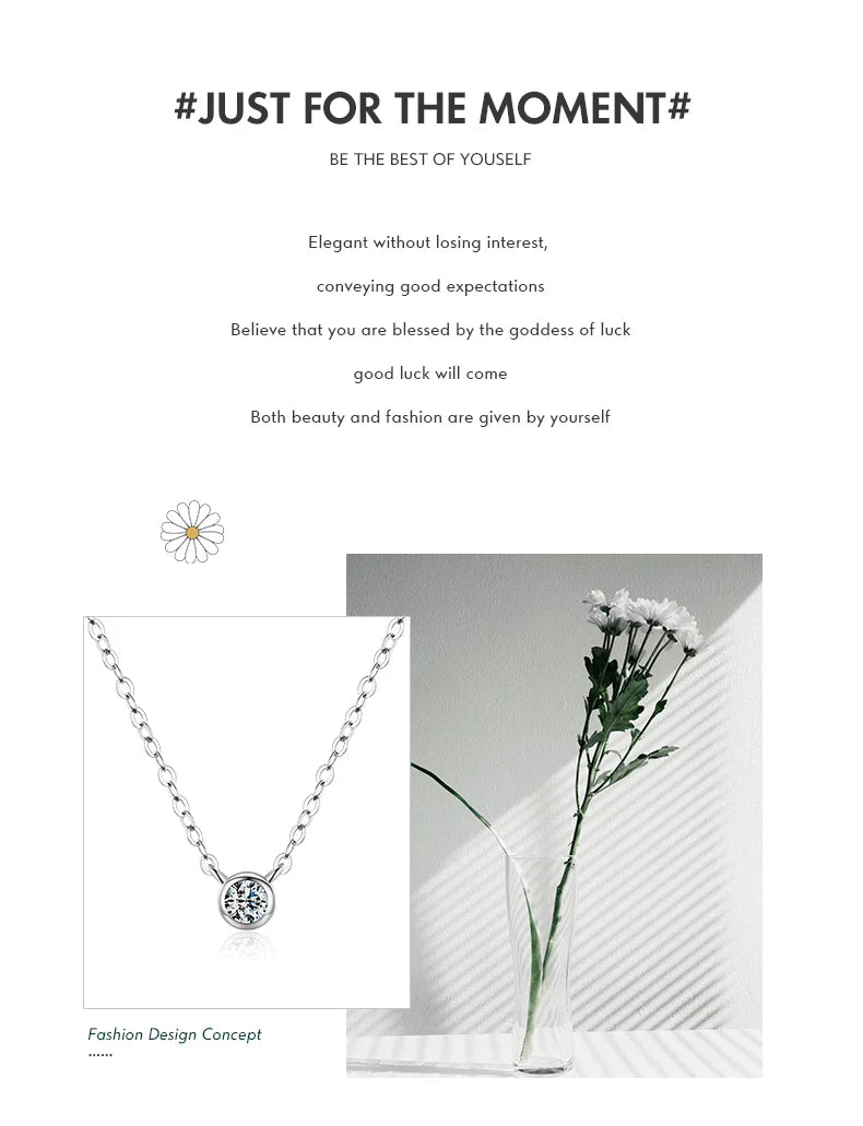925 Sterling Silver Simple 4mm Zircon Link Chain Pendant Necklace Fine Jewelry Fashion Choker Necklace For Women