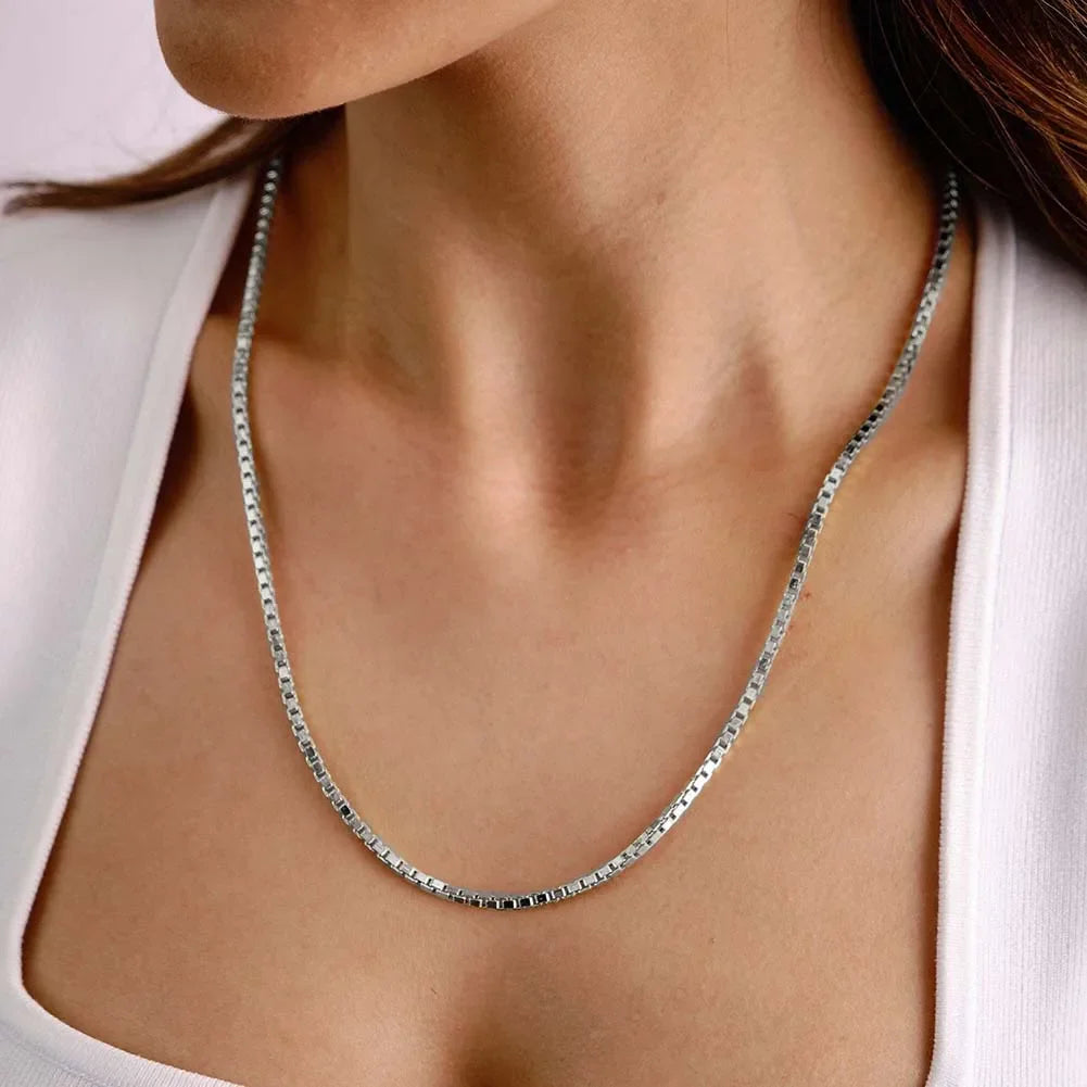 Italian 925 Sterling Silver 2.6mm 3.7mm 5.0mm Flat Mariner Chain Necklace for Women Men Fashion Silver Jewelry SC78