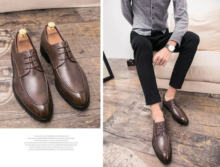 Men's British Style Leather Shoes Korean Version Pointed Toe Business Formal Trendy Versatile