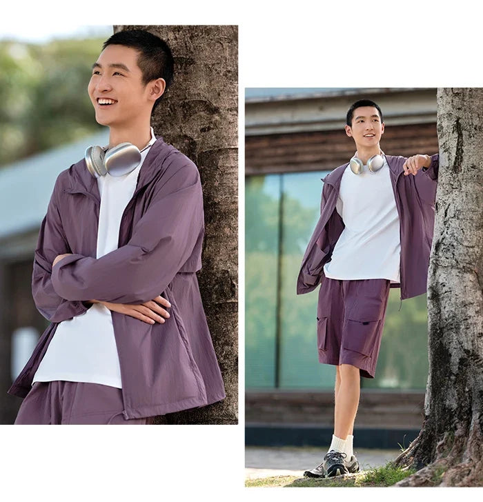 Jacket Men 2024 Summer New Coat Simple Solid Color Hooded Couple Wear Rotator Sleeve Light Sun Protective Clothing