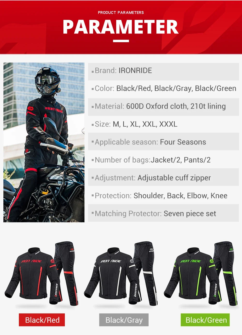 Motorcycle Jacket Waterproof Motorcross Jacket Pants Moto Jacket Windproof Riding Motorbike Clothes With Protective Gear M-3XL