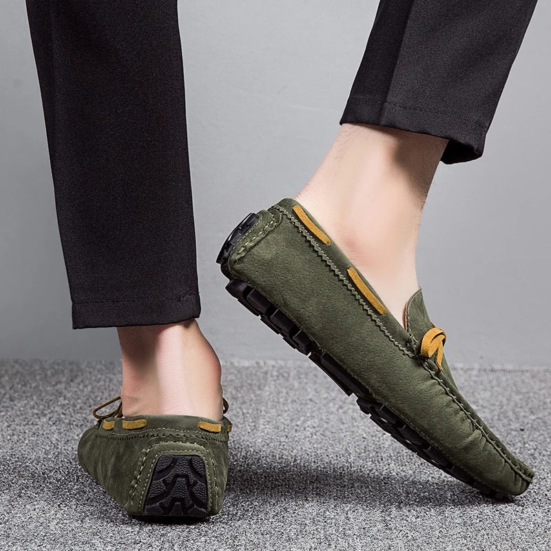 Plus Size Handmade Beanie Shoes for Couples, Trendyy British Style Casual 45 Slip-On Driving 46 Large Size Plus Fat 47 Suede Leather Shoes 48
