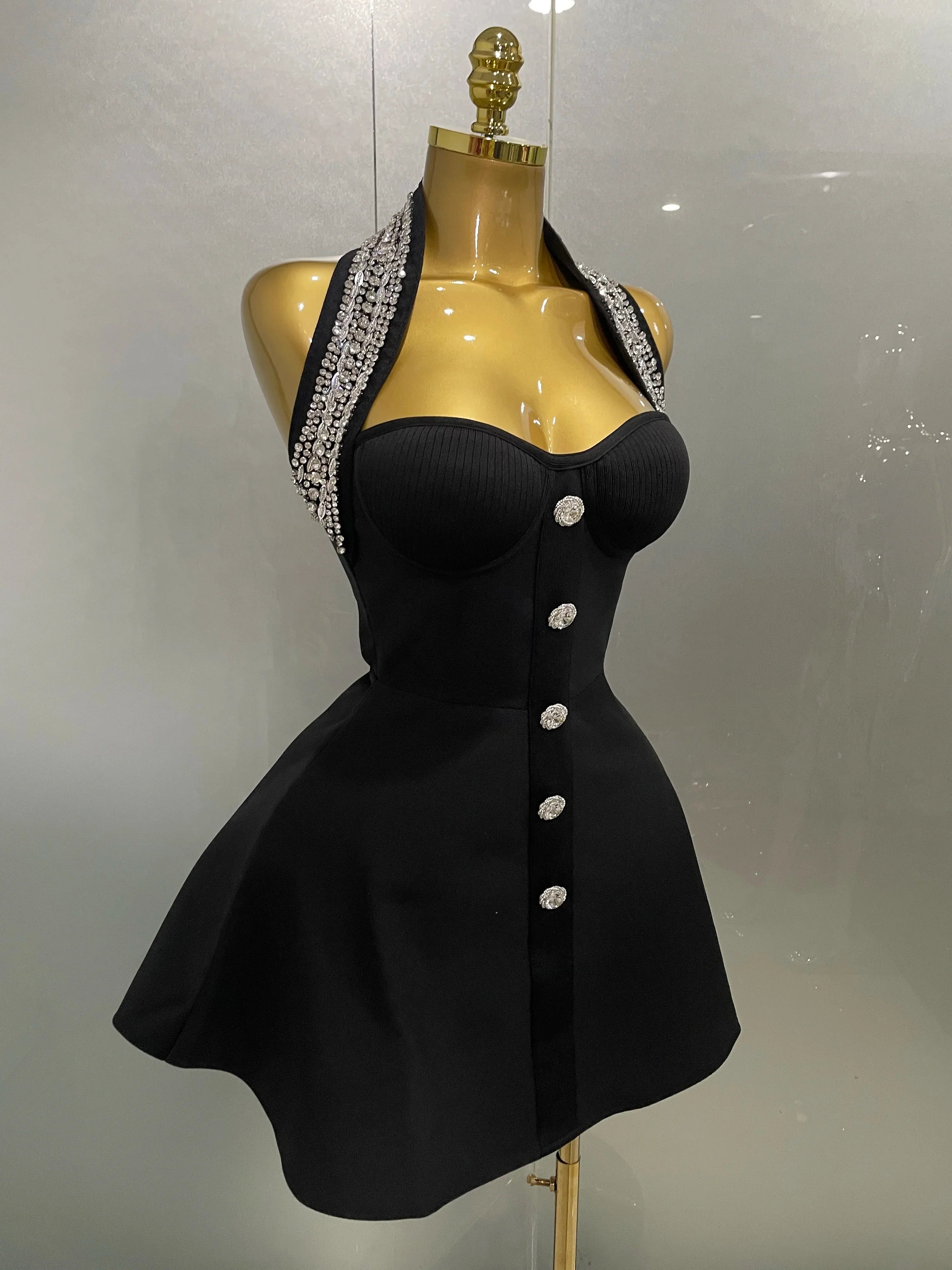 2025 Women Black Sexy Off the Shoulder Shinning Crystal Bodycon Bandage Long Dress Gloves Elegance Celebrate Evening Party Dress