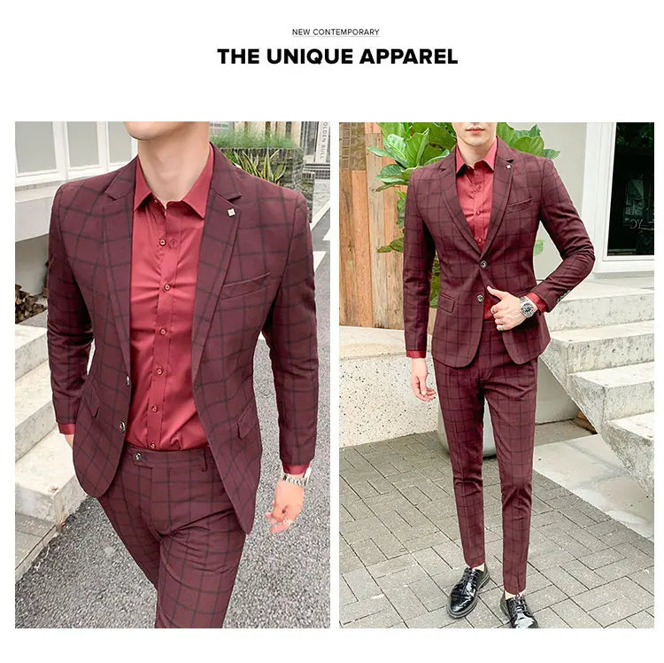 High-Quality Large Size Men's Wedding Suit 5XL S-Fourth Quarter 2024 Fashion Handsome Two-Piece Acetate Set (Suit + Trousers)