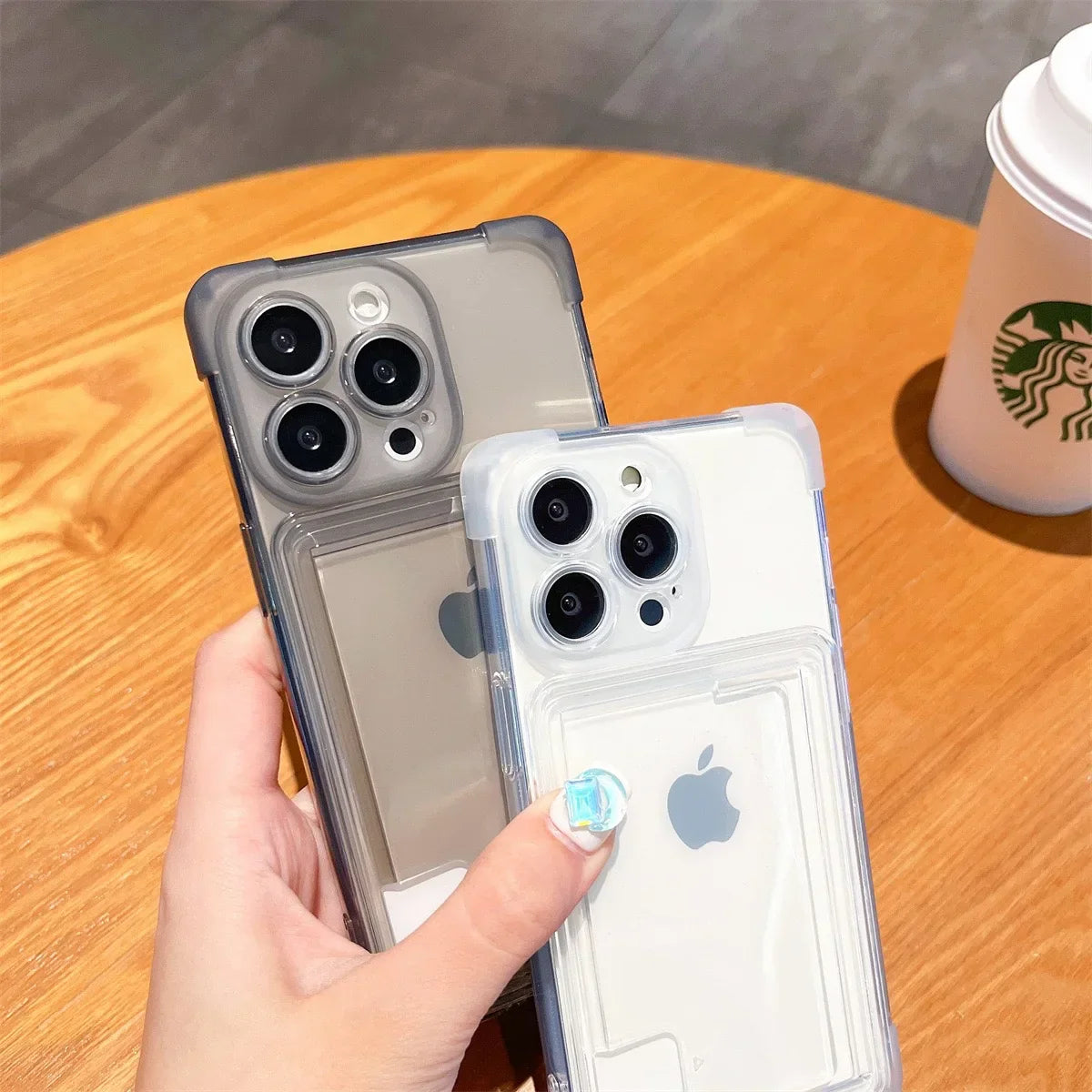 Shockproof Clear Card Slot Soft TPU Phone Bags Case For iPhone 17 16 15 14 Plus 13 12 11 Pro Max Air Silicone Bumper Back Cover