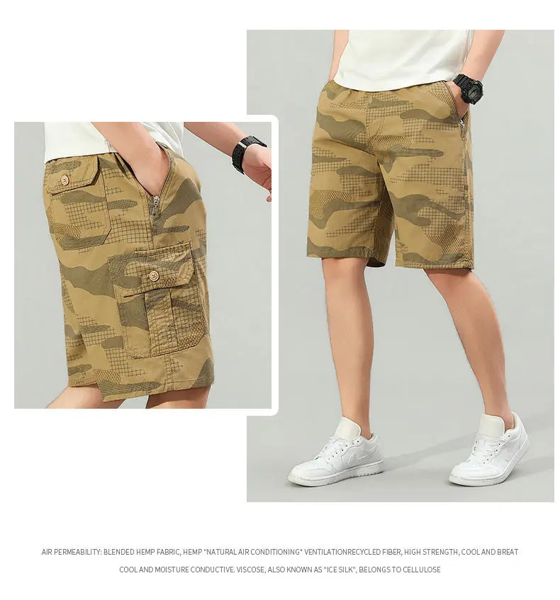 2026 Mens Cargo Shorts Hiking Running Shorts Light Weight Summer Camo Shorts with Pocket