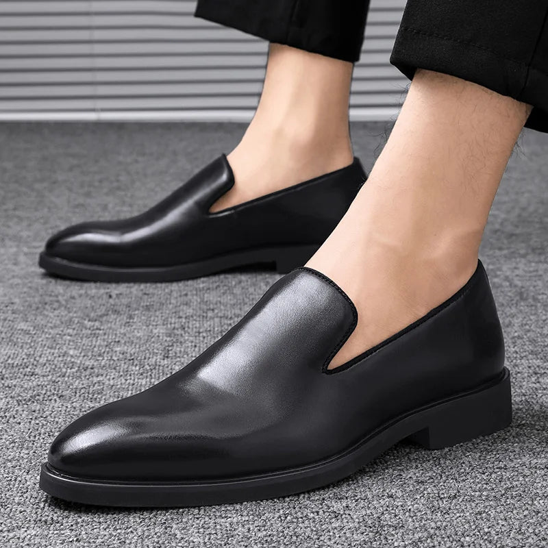 Italian brand mens Loafers Men's brown daily soft sole red sole patent leather shoes Outdoor business dress shoes big size：38-48