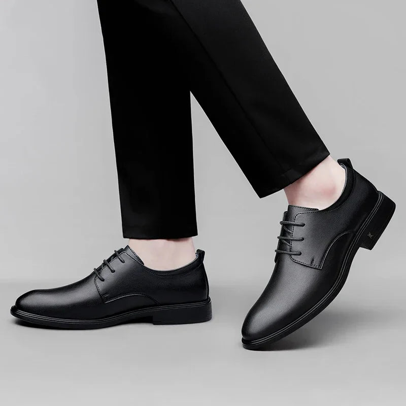 New Mens Formal Business Oxford Shoes Classic Leather Dress Shoes Wedding Office Casual Footwear Derby Shoes Male Sneakers