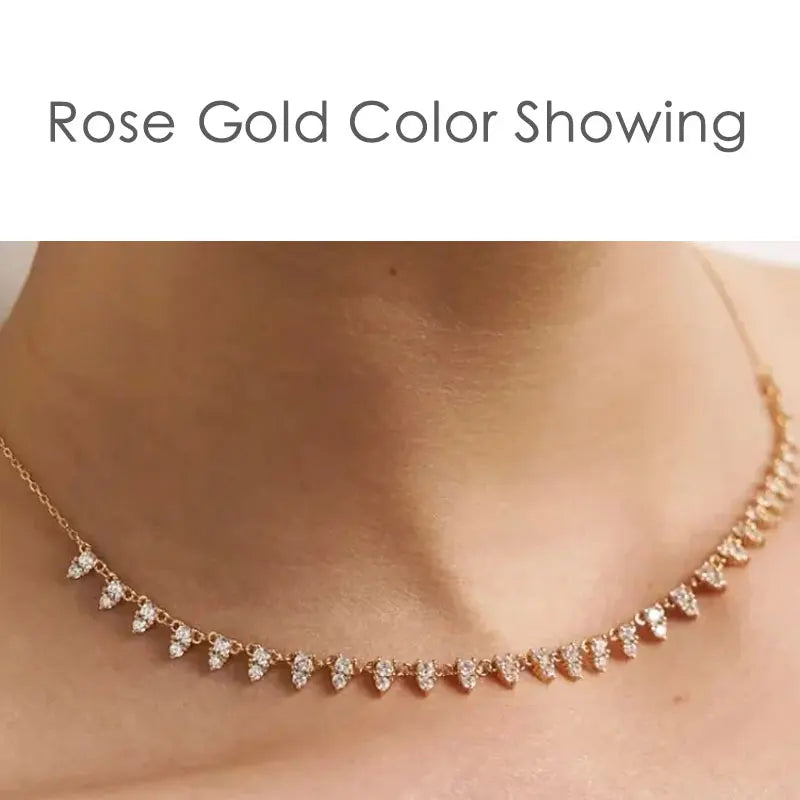 2mm/3mm D Color Moissanite Tennis Necklace s925 Sterling Silver 18inch Chain, Wedding Necklaces for Women Fine Jewelry