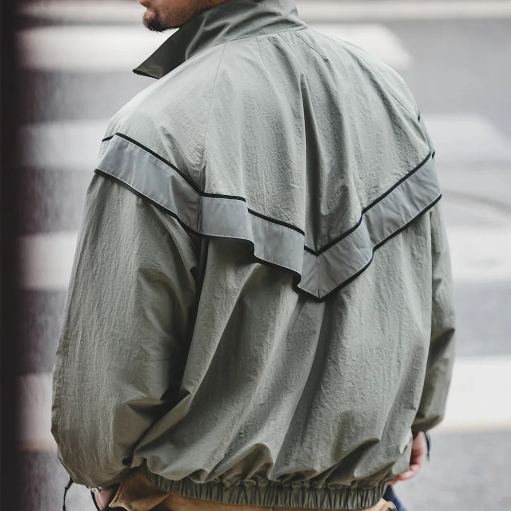 ARMY Reflective Hooded Contrasting Color Bomber Jacket Sports Quick-drying Jacket Loose IPFU Training Suit for Men's Daily