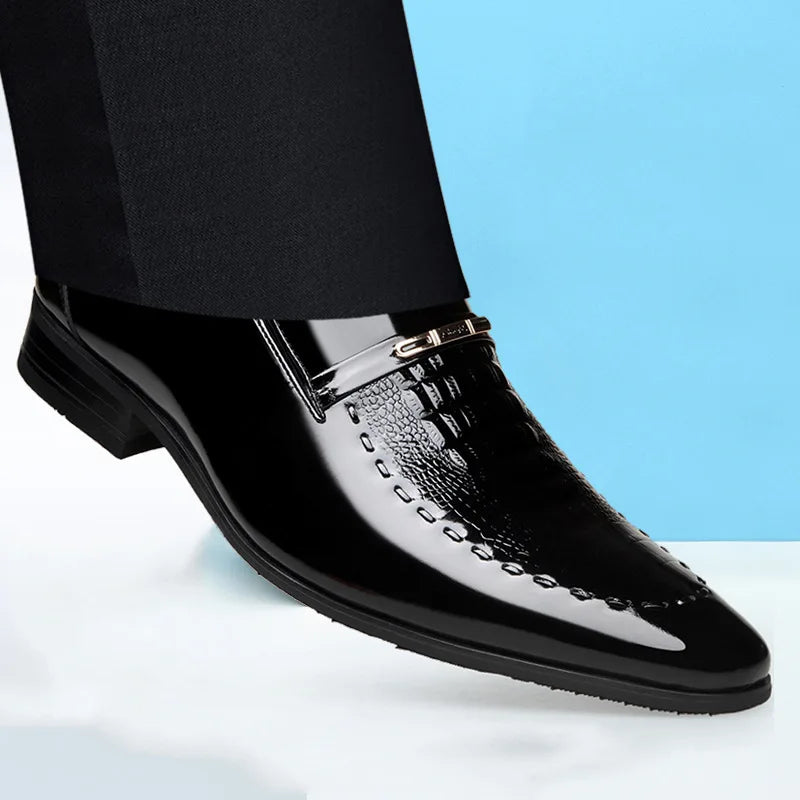 Classic Men Dress Shoe New Printed Large Size Men Shoe Patent Leather Business Leather Shoe Cover Toe Head Men Shoe Wedding Shoe