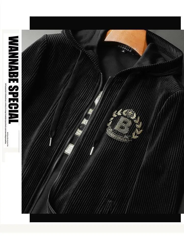 Hoodies For Men Autumn and Winter high quality Gold Velvet Thickened suit plus size Sports suit Two-piece Set pant sets