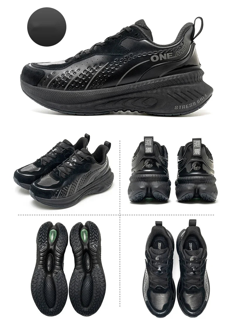 Winter Running Shoes for Men Leather Warm Sport Shoes Wear-resistant Female Jogging Training Shoes Black Walking Sneakers
